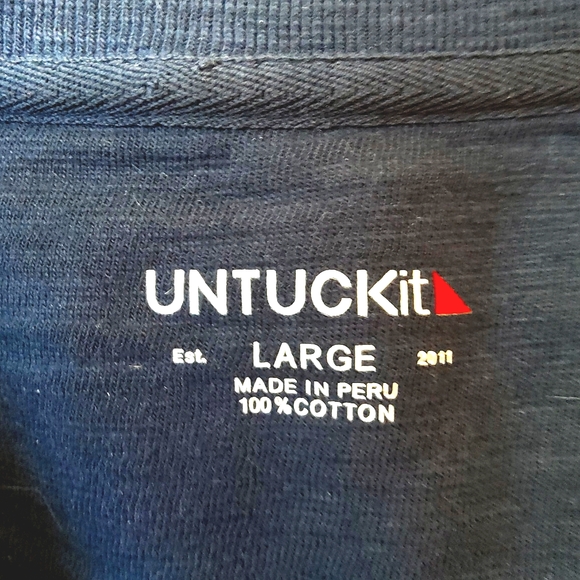 Untuckit Men's Henley 1/4 Button Up Cotton Blue Long Sleeve Shirt - Picture 4 of 4